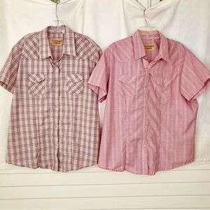 Two Cowgirl Legend Women’s Short Sleeve Plaid Front Snaps Shirts. 3X